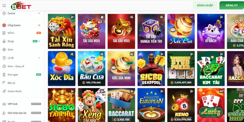 Top sảnh game đình đám làm nên tên tuổi BBET